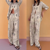 Fongt New Women's Temperament Long-Sleeved Printed Shirt Home Clothes Fashion Women's Winter Suit