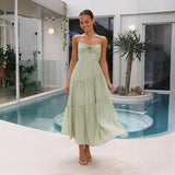 Fongt For Women's Clothing New 2026 Splicing Slings Long-Carbed Strap Large Swing Dress With Rib