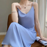 Fongt Acetate Silk Sling Dress Women Summer Loose Inside The Long Dress French Design Fairy Set Of Blind