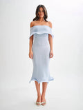 Fongt Women's Fashion Word-To-Shoulder Sexless Sleeveless Plain Knitted Dress