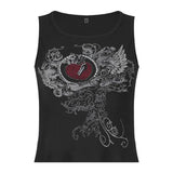 Fongt Women's Personality Hot Diamond Print Tight Round Collar Vest Sports Bottom