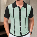 Fongt Men's New Summer Knits Colling Color Casual POLO Shirt Men's