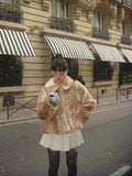 Fongt Autumn And Winter New Temperament Collar Short-Term Warm Long-Sleeved Fur Coat Woman