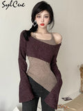 Intellectual Elegant Simple Solid Color Fake Two Pieces Casual Knitted Elastic Breathable Women's Long Top-Outfit