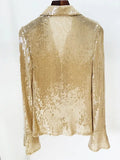 STREET Newest 2023 Designer Blouse Women's Flare Sleeve Glitter Sequined Gauze