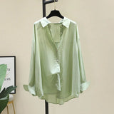 Fongt Summer Wearing Long-Sleeved White Soft Shirt Women's Korean Version Of Loose Leisure Thin