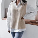 2025 V-Neck Casual Casual Knitted Sweater Vest Vest Wish Women's