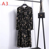 Floral Printed Chiffon Shirt Long Sleeve Bow Midi