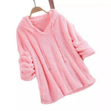 Fongt Autumn And Winter Explosion Of Solid Color Long-Sleeved Hat Hair Double-Sided Plush Pyjamas