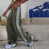 Fongt Wind Side Striped Bump Color Splicing Jeans Belt Belt With Casual High-Rise Thin Loose Woman