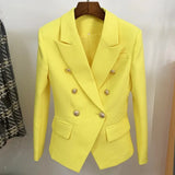 QUALITY Newest 2023 Baroque Designer Blazer Jacket Women's Classic Metal Lion Buttons Double Breasted Slim Fitting