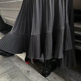 Fongt 100-Fold Skirt Women's Long-Term 2025 New Autumn Black Irregularly Swing Fish Tail Thin Half Skirt
