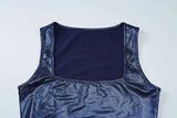 Blue Sequin Bodycon Sleeveless Square Neck Mini Dress-Outfit