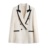 Winter Style Collision Trimming Texture Double-Breasted Suit Coat 2008457-Outfit