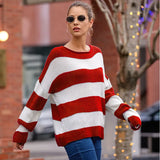 Fongt Women's Clothing In The Autumn And Winter Of 2025, The New Women's Sweater Round-Necked Striped Knitted Shirt