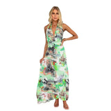 Fongt 24 Spring / Summer Print With V Collar Waist Sexy A-Line Dress 88238-Outfit
