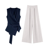 Fongt Price Korean High-End Wearing Strap Design Sense V Collar Sleeveless Vest Straight Slack Suit Women