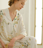 Prining V-neck Short Sleeve Pajamas