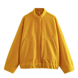 2024 New Vertical Collar Loose Version Multicolor Women's Woolen Casual Coat 5070629-Outfit