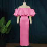 Fongt Tector-Bosing Dress Bubble Sleeve Bag-Mast Party Dress Party Dress