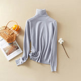 New-Coming Autumn Winter Tops Solid Turn-Down Collar Pullovers Female Thick Turtleneck Knitted High Street Women