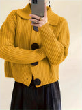 Fongt Women's Loose Korean Version Of Fashion Casual Big Collar Knitted Cardigan Coat