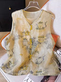 Chinese Style Chinese Style Heavy Industry Embroidered Vest Xia Retro Heavy Imitation Silk Outside Folded Through Horse Clip Shoulder-Outfit