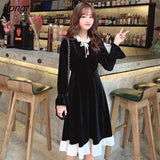 Black Color Dress Women Long-sleeved Dress Female 2023 New Korean Dresses for