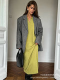 Fongt Autumn And Winter Scissors Collar Soft Sweater Skirt Elegant Loose Dress In Style