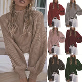 Fongt 2025 New Loose Half-High Collar Knitwear Women's Solid Color Turtleneck Sweater