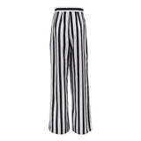 Fongt Women's Black And White Striped Wide Leg Pants 2023 New Casual Show Thin High Waist Loose Hanging Floor Pants Women-Outfit