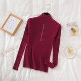 Fongt Collar Sweater Bottomed Women's Long-Sleeved Top 2024 Autumn And Winter New Button Tight Knitted