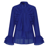 Elegant Blouse OL Style Stand Collar Shirts Ruffled Tops 2022 VONDA Female Casual Baggy Blusas