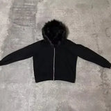 Fongt New Solid Zipper Hoodie Hoodie High Street Thair Hat Coat Jacket