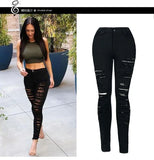 Wish Personality Hot Style All Tear Slim Elastic High Waist Jeans Small Pants-Outfit