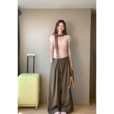 Fongt Slim Slimming Waist Sweet Spicy Blouse High-Waisted Penet Broad Leg Trousers Set