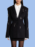 Fongt Personality Design Metal Decorative Suit Jacket Woman | Self-Fit Layout Commuting Workplace Fashion Temperament