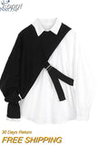 Autumn Fashion New Arrivals Long Sleeve Turn Down Collar Shirt Single Knitted Short Top Vintage Two Piece Set Women