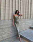 Satin Tube Maxi Dress-Outfit