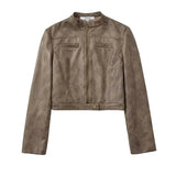 Winter New Overcoat Long Sleeve Motorcycle Jacket Short Coat Vintage Slim Outwear Boyfriend Style Suede Jacket