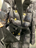 QUALITY Newest Winter 2023 Designer Coat Women's Double Row Velvet Splicing Belted Long Down