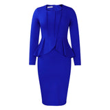 Fongt Large Size Women's Autumn And Winter New Long-Sleeved OL Temperament Elegant Lotus Leaf Side African Dress