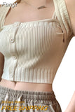Women Sweet Knitted Camisole Clothes Crop Tops Summer 2023 T shirts y2k Kawaii Harajuku Vintage Aesthetic Clothing