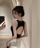 Fongt Women's Wear 2023 Summer Sleeveless Black Inside With Sexy Short Outside