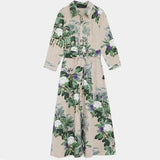 women's 2021 summer new casual nine points sleeve striped print single-breasted dress high waist