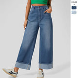Fongt High-Waisted Trousers Straight Jeans 2025 Spring New Women's Casual Broad-Legged Trousers Women