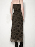 Halloween Double Layered Floral Slip Maxi Dress-Outfit