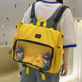 Bag for Teenage Girls Backpack Women Transparent Pocket Schoolbags DIY Cute Pins Anime Backpcks Lady Clear ItaBag