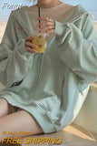 Harajuku Green Zip Up Oversized Hoodies Women Hippie Loose Sweatshirts Casual Long Sleeve Tops Jacket Coat Korean