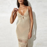 Fongt Sling Knitted Knitted Beach Burqa Strapped Lysobine Swimsuit Beach Dress Sunscreen